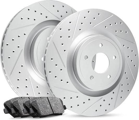 R1 Concepts Rear Brakes and Rotors Kit |Rear Brake Pads| Brake Rotors and Pads| Ceramic Brake Pads and Rotors |Hardware Kit |fits 2014-2019 Mercedes-Benz B Electric Drive, B250e, CLA250