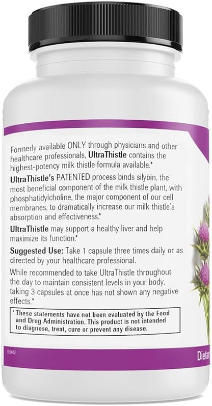 Natural Wellness Herbal Liver Cleanse & Detox Milk Thistle Formula - UltraThistle® Pure Silybin Phytosome and Phosphatidylcholine Patented Formula (No Soy) - 1080mg - 30 Day Supply