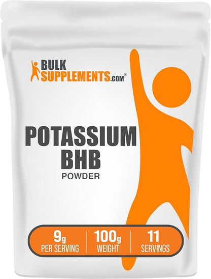 BulkSupplements.com Potassium BHB Powder - Beta-HydroxyButyrate Powder, BHB Salts, BHB Supplement - Electrolytes Supplement, Gluten Free, 9g per Serving, 100g (3.5 oz) (Pack of 1)