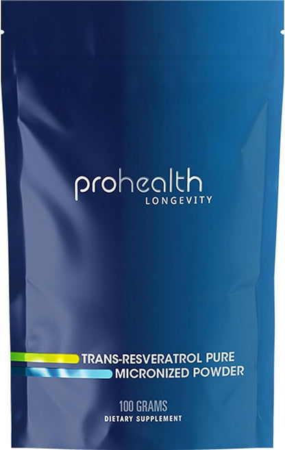 ProHealth Longevity Bulk Trans Resveratrol Powder 100 Grams - Pure Pharmaceutical Grade, 1000 mg per Scoop, Superior Absorption and Bioavailability