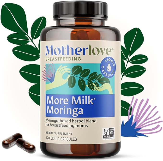 Motherlove More Milk Moringa (120 Capsule Value Size) Moringa-Based Lactation Supplement to Support Breast Milk Supply—Non-GMO, Organic Herbs, Vegan, Kosher