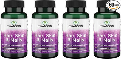 Swanson Hair Skin '&'amp; Nails 60 Tabs (4 Pack)