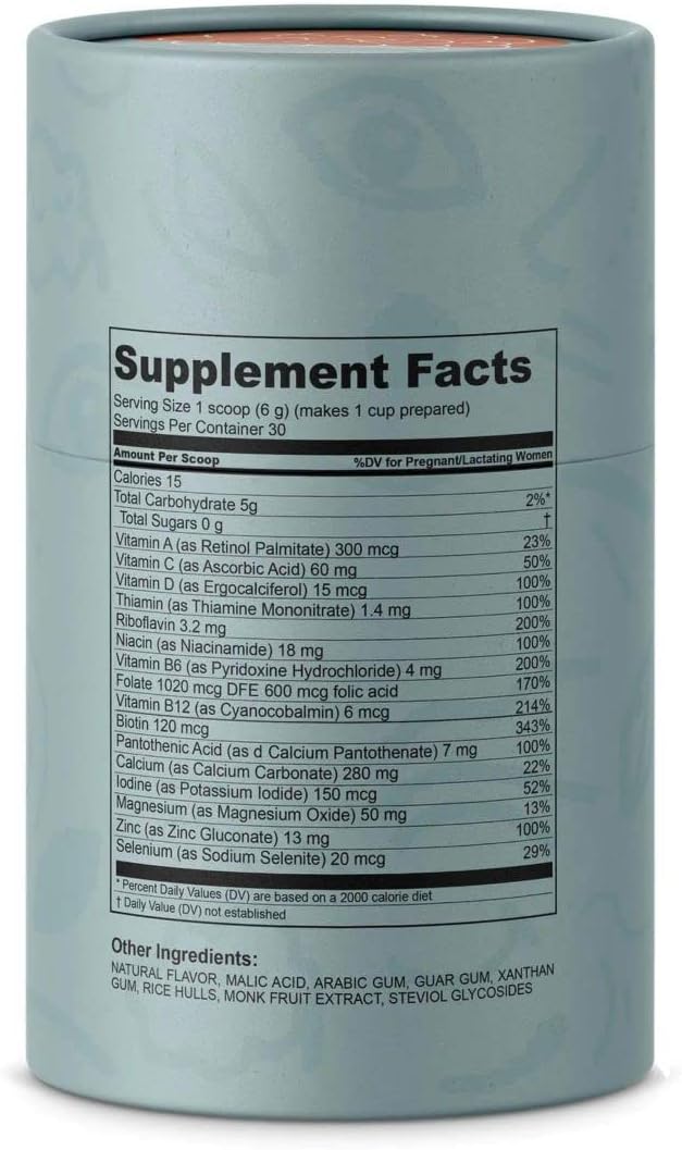 Prenatal Health Powder Supplement for Women with Folate and Biotin | Multivitamin Include Vitamin B6, B12, A, C, D, Calcium, Zinc, Magnesium 7.4 oz (30 Servings)