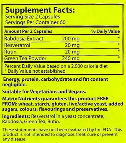 RABDOSIA Complex - Highly Potent Antioxidant for Maximum Cell Protection! - 100% Natural Ingredients: Rabdosia Extract, Green Tea, Resveratrol, Rutin - Vegan Capsules (120ct)