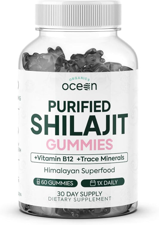 Shilajit for Men and Women - Natural Shilajit Supplement with Vitamin B12, Chromium and Selenium for Age-Defying, Energy, Hormone Support and More - 60 Shilajit Gummies