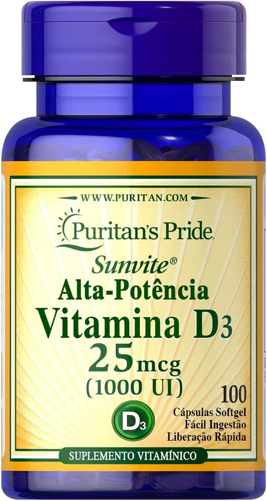 Puritan's Pride Vitamin D3 1000 Iu Softgels, 100 Count