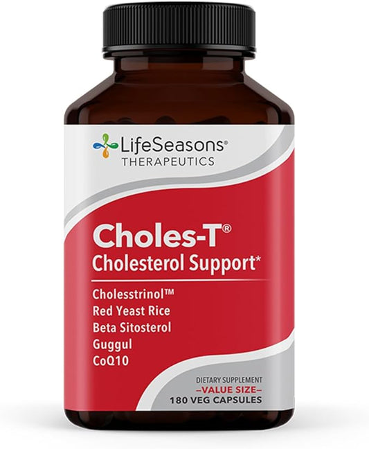 LifeSeasons - Choles-T - Cholesterol Support Supplement - Promotes Healthy Heart & Liver Function - Maintains Normal Levels - Red Yeast Rice, CoQ10, Guggul & Phytosterols - 180 Capsules