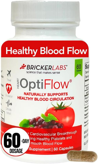 OptiFlow Blood Circulation Vitamins, Naturally Supports Healthy Blood Flow, Contains FruitFlow and resVida Trans resveratrol. Blood Optimizer Supplement 60 Capsules