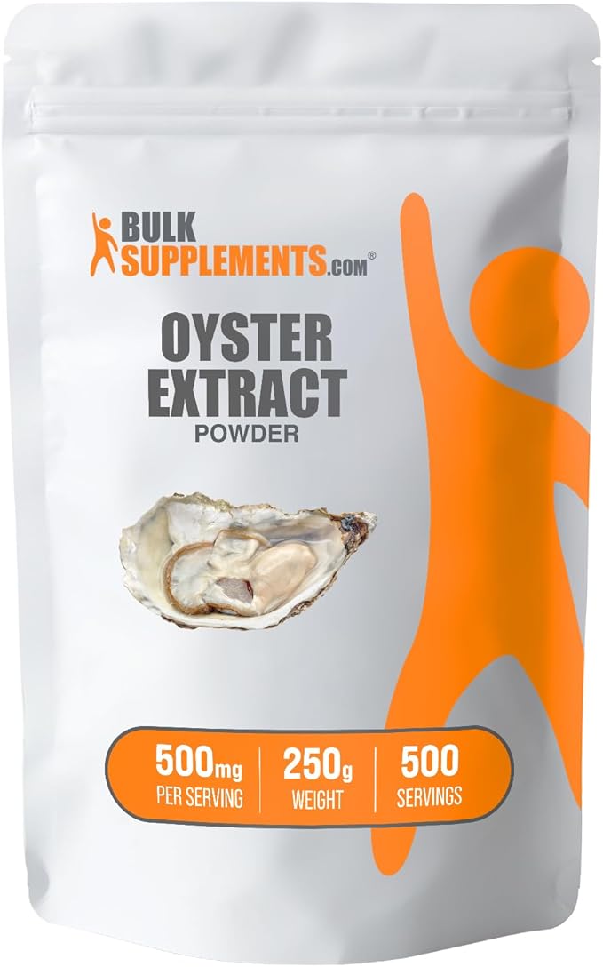 BulkSupplements.com Oyster Extract Powder - Oyster Supplement, from Whole Oyster Shells, Oyster Powder - Gluten Free, 500mg per Serving, 250g (8.8 oz) (Pack of 1)