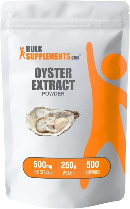 BulkSupplements.com Oyster Extract Powder - Oyster Supplement, from Whole Oyster Shells, Oyster Powder - Gluten Free, 500mg per Serving, 250g (8.8 oz) (Pack of 1)