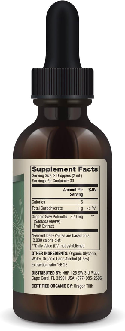 Dr. Mercola Saw Palmetto Liquid Drops, 2 Fl. Oz. (60 mL), 30 Servings, Dietary Supplement, Supports Normal Detoxification Processes, Non-GMO, Certified USDA Organic