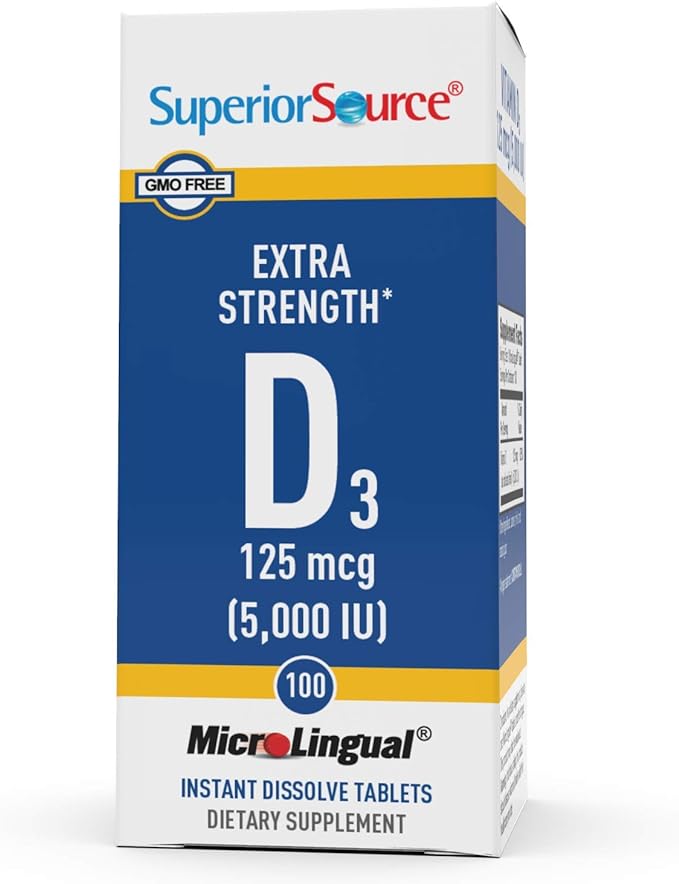 Superior Source Extra Strength Vitamin D3 5,000 IU Tablet, 100 Count (Packaging May Vary)