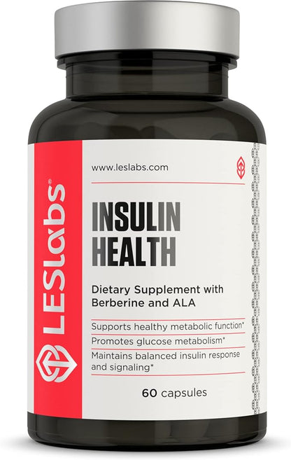 LES Labs Insulin Health – Metabolic Health and Support, Lipid & Carbohydrate Metabolism – Berberine, Chromium, Olive Leaf, Alpha Lipoic Acid & Vanadium – Non-GMO Supplement – 60 Capsules