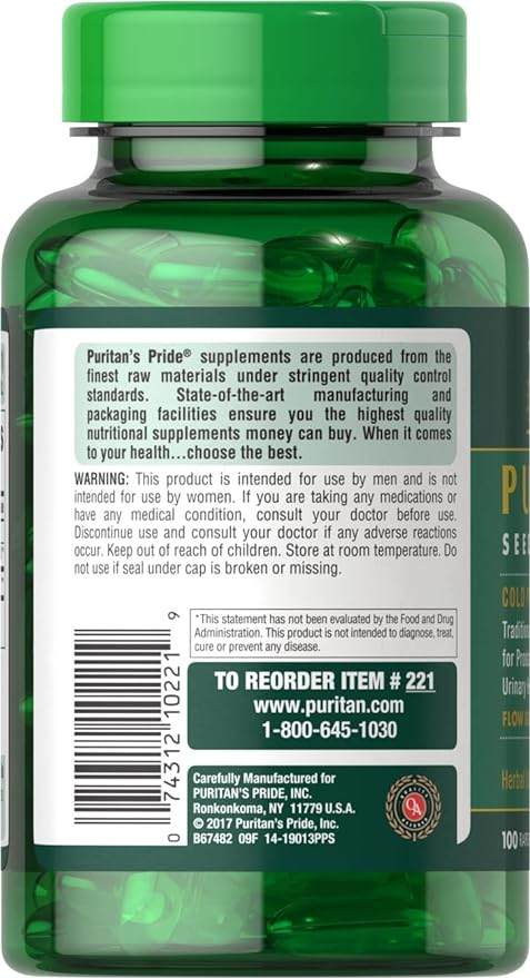 Puritan's Pride Pumpkin Seed Oil, Supports Prostate and Urinary Health White 100 Count (Pack of 1)