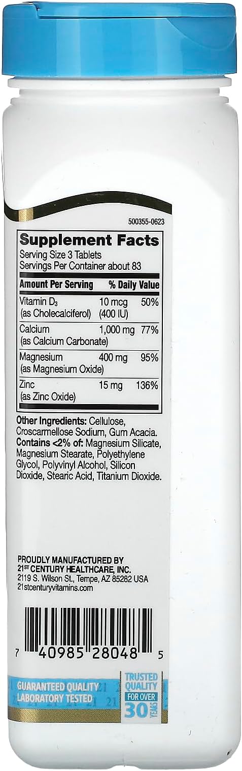 21st Century Cal Mag Zinc +D Vitamin - 90 Tablets, Pack of 2