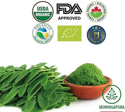 Manha, Moringa Organic, 90 Capsules 500 mg. Dietary Supplement. Moringa, Romero, Chia, Jamaica, Linaza, Tamarindo Dietary Fiber.