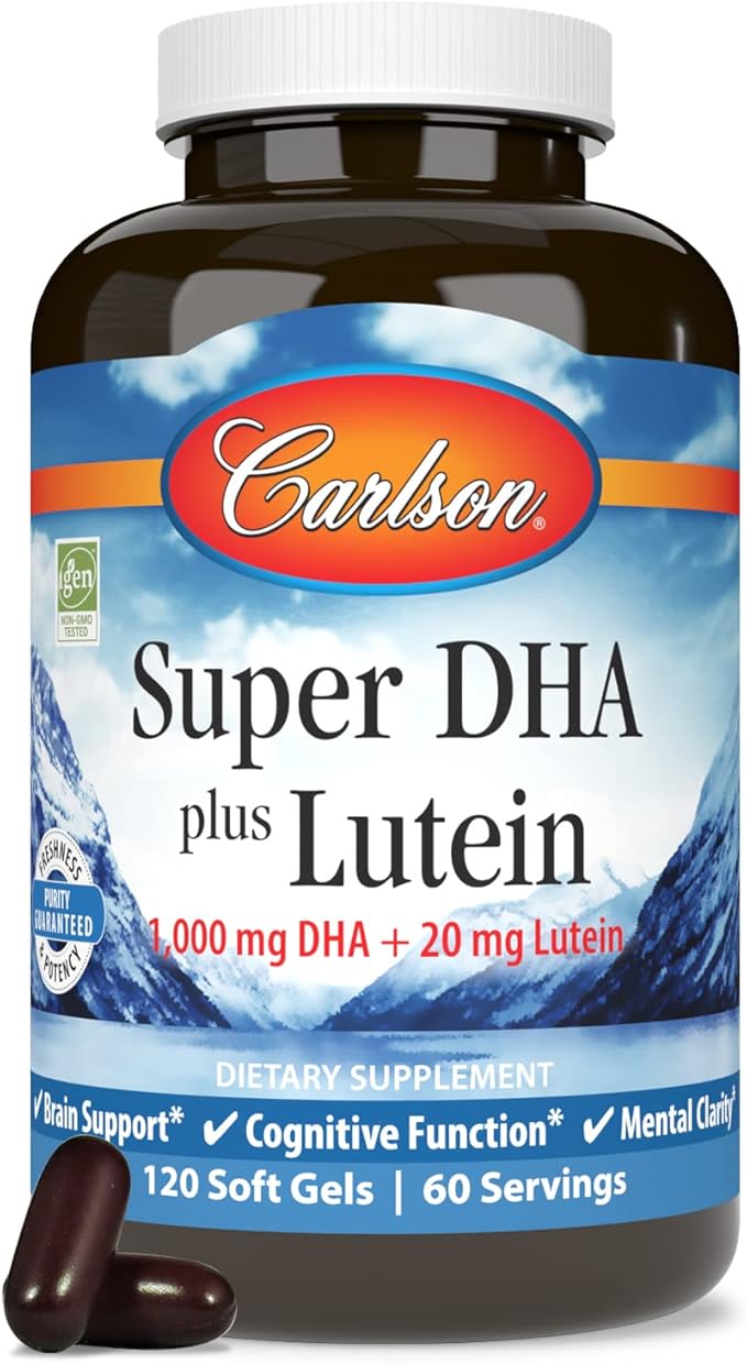 Carlson - Super DHA Plus Lutein, 1000 mg DHA + 20 mg Lutein, 120 Softgels