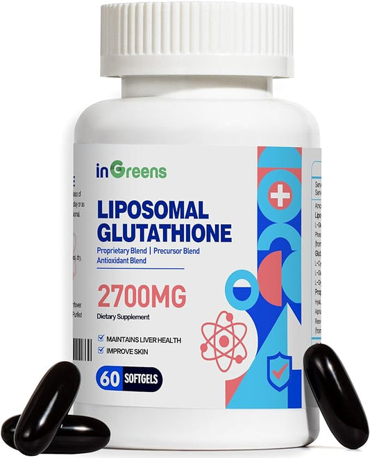 2700 MG Liposomal Glutathione Supplement, Max Absorption, Active Form L Glutathione reductase (GSH), with Hyaluronic Acid, Resveratrol, Powerful Antioxidant, Health Aging, 60 Softgels