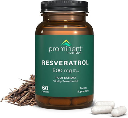 Resveratrol - 98% Pure Trans-Resveratrol from Japanese Knotweed, Highly Purified Antioxidant Supplement with Anti-Aging and Immune Support, 500 mg Per Serving, 1-Month Supply