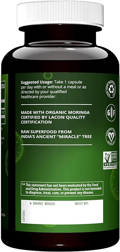 MRM Nutrition Moringa Leaf Capsules | 600mg Moringa | Superfoods | 60 Servings