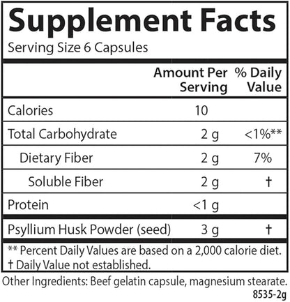 Carlson - Hi-Fiber, 3 g, Psyllium Husk Capsules, Regularity, Colon Health & Heart Function, 300 Capsules