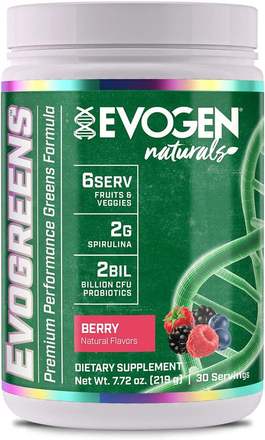 Evogen Evogreens | Immune Boosting Premium Performance Greens Superfood, Spirulina, Pomegranate, Probiotics, Kale | 30 Servings … (Berry, 30 Servings)