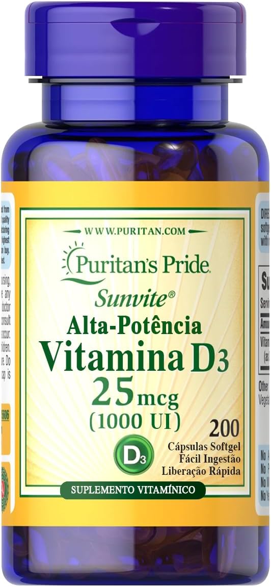 Puritan's Pride High-Potency Vitamin D3 1000 IU, 200 Softgels