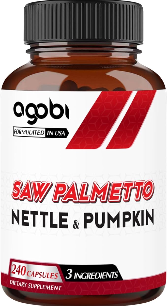 agobi 1000mg Saw Palmetto Supplement with Nettle Leaf & Pumpkin - High Extract Support for Restful Mood, Hair Health, Immune System & Energy Production - 240 Veggie Capsules for 4-Month Suppply