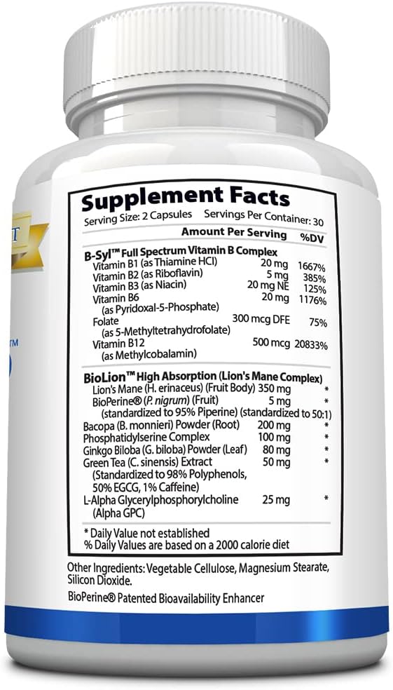 MemoryMD - 60 Capsules - Vitamin B Blend, Lion’s Mane Mushroom, Bacopa Monierri - Enhance Memory, Focus, and Learning - All Natural Supplement, Made in USA, Vegan, Non-GMO