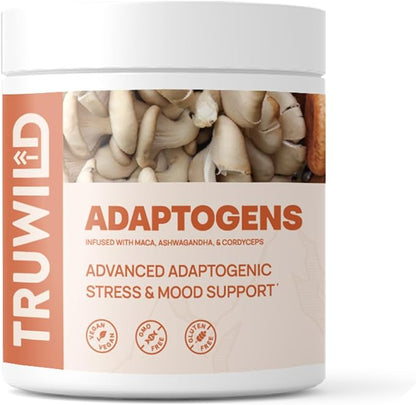 TruWild Adaptogen Blend with Cordyceps Maca Ashwagandha - Full Spectrum Mushroom Blend for Daily Support and Function – All Natural Formula with 7 Key Ingredients – 60 Capsules