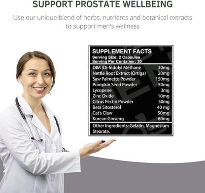 Prostate Supplement Capsules - Prostate Support - Urinary Frequency - Quality Sleep - Energy & Vitality - Saw Palmetto - Sting Nettle - Pack of 2-120 Caps