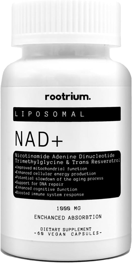 Liposomal NAD+ 1000mg with Resveratrol & TMG - Three in One Enhanced Energy, DNA Repair & Anti-Aging Formula - Boost Brain Function & Cellular Health, 60 Vegetarian Capsule