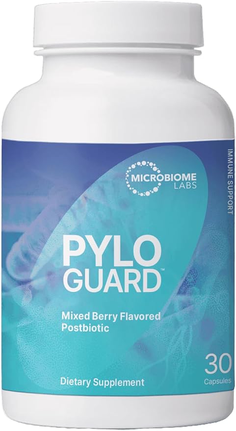 Microbiome Labs PyloGuard - Patented Lactobacillus reuteri DSM17648 Drink Mix - Gut Health & Immune Support Supplement - Mixed Berry Flavored Postbiotic (30 Capsules, Add Contents to Water)