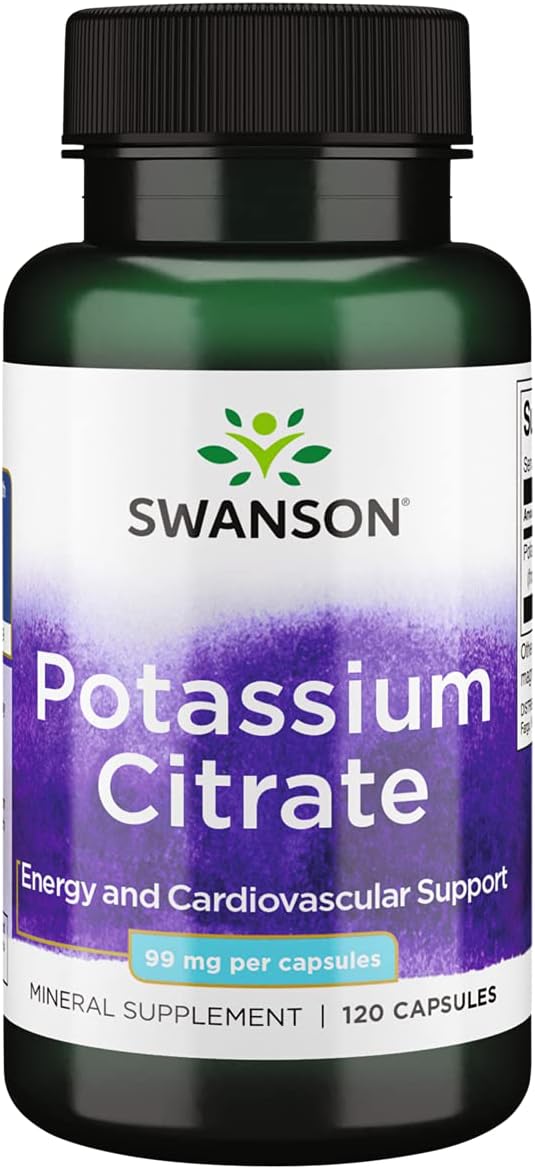 Swanson Potassium Citrate - Mineral Supplement Promoting Heart Health & Energy Support - Aids Optimal Nerve & Kidney Function with Natural Ingredients - (120 Capsules, 99mg Each)