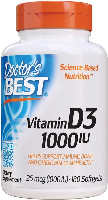 Doctor's Best Best Vitamin D3 1000 IU, Softgel Capsules, 180-Count