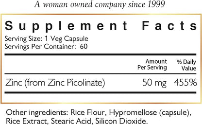 Coco March Zinc Picolinate - Immune System Aid, Beauty Ally, Bio-Available Form for High Absorption - Gluten Free, Soy Free, Dairy Free, GMO Free, Vegan - 60 Servings