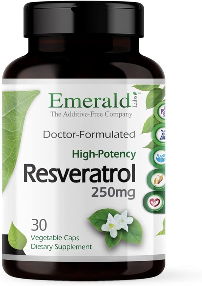 Emerald Labs Resveratrol - Dietary Supplement with Resveratrol for Cellular and Cardiovascular Support - 30 Vegetable Capsules