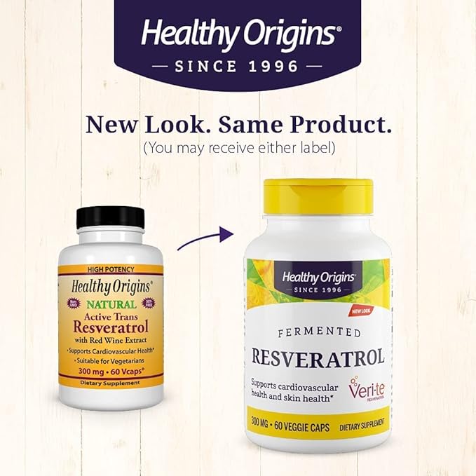 Healthy Origins Resveratrol (Trans-Resveratrol), 300 mg - European Resveratrol Nutritional Supplements - Vegan, Non-GMO & Gluten-Free Antioxidant Supplement - 60 Veggie Capsules