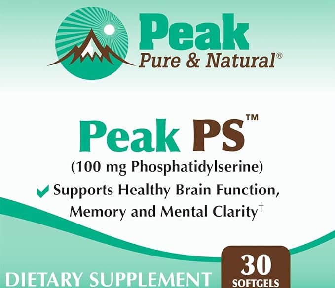 Peak Pure & Natural “Peak PS” Phosphatidylserine Brain Health Supplement - Soy-Free Nootropic for Memory Health - Supplement for Brain Health - 30 Count 100mg Softgels