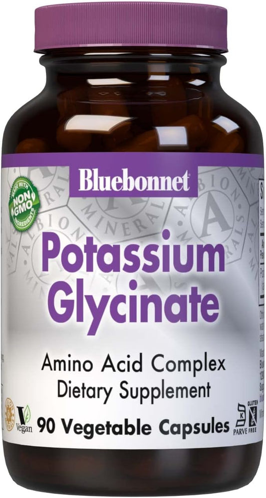 BlueBonnet Albion Potassium Glycinate Vegetarian Capsules, 99 mg, 90 Count