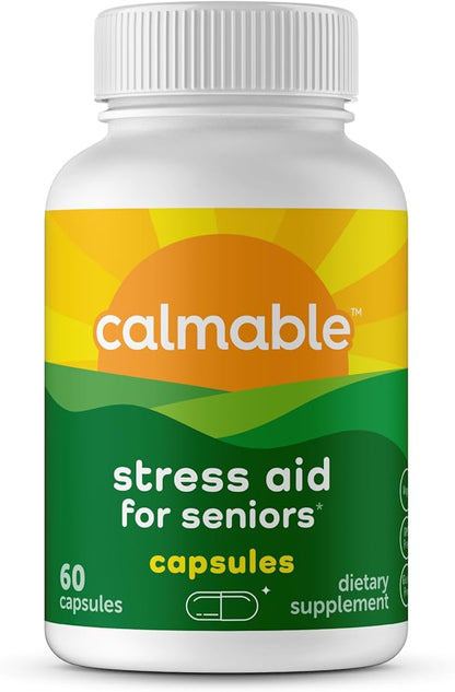 Stress Relief Supplement for Seniors | Feel Happy, Calm, Focused and Relaxed | L Theanine, Phosphatidylserine, Ashwagandha | Anti Stress Support Vitamin Dietary Supplement | 60 Capsules