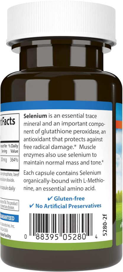 Carlson - Selenium, 200 mcg Yeast-Free, Prostate Health & Immune Support, Antioxidant, 60 Capsules