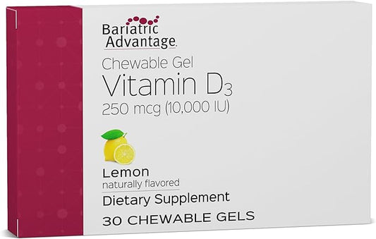 Bariatric Advantage Vitamin D Gels 10,000 IU - Vitamin D3 Chewable Gels - Bone Health Support* - for Bariatric Patients - Good Flavor Vitamins - Easy to Use - 30 Count