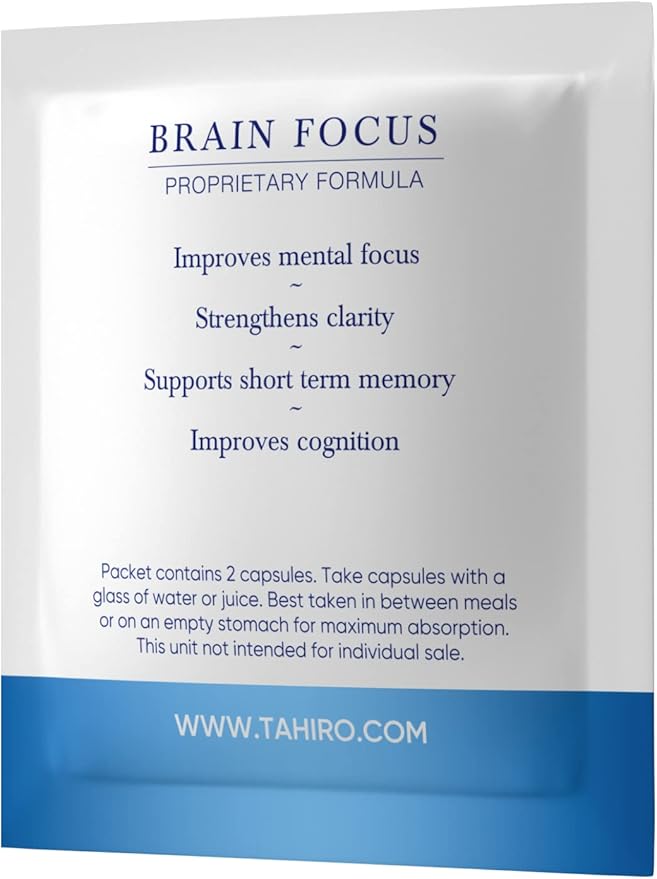 Brain Focus Supplement – Brain Supplements for Memory and Focus – Natural Brain Support Supplement with Gingko Biloba, Panax Ginseng, Herbal Extracts – Non-GMO Vegan Brain Booster – 28-Packets