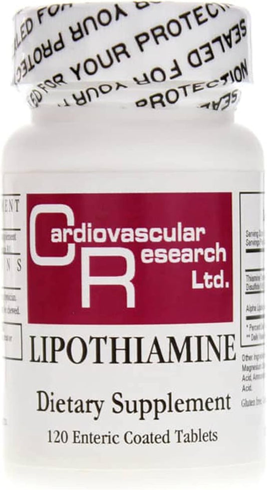 Cardiovascular Research Lipothiamine B Supplement 120 Tablets - Vitamin B1 Now with Alpha Lipoic Acid - 1 X 120 Count