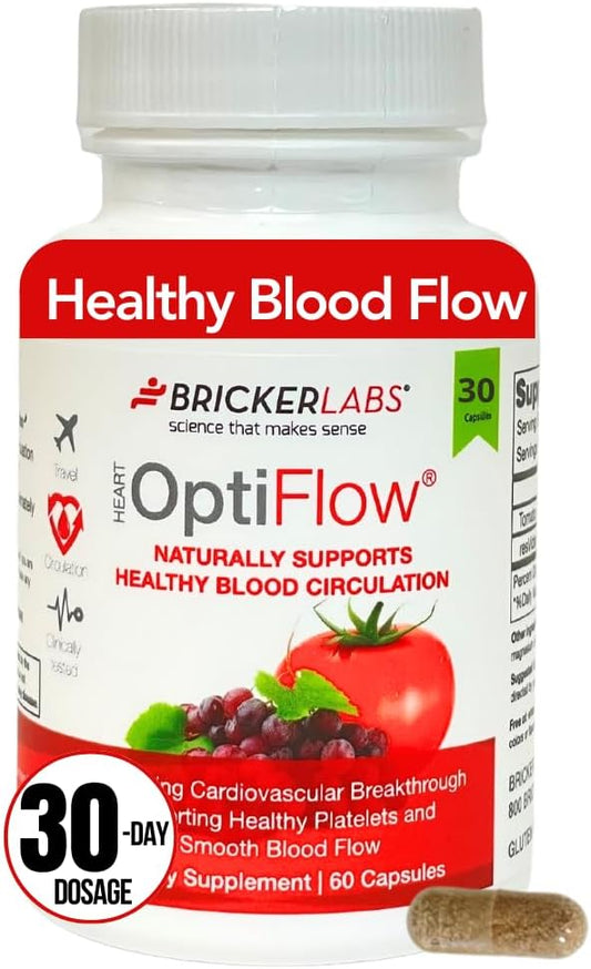 OptiFlow Blood Circulation Vitamins, Naturally Supports Healthy Blood Flow, Contains FruitFlow and resVida Trans resveratrol. Blood Optimizer Supplement, 30 Capsules