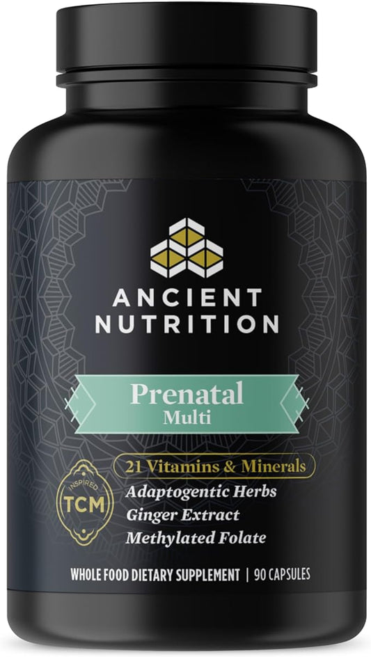 Ancient Nutrition Prenatal Vitamins, Multivitamin for Women with Vitamin C, B12, Magnesium and Folate, Supports Pregnancy and Fertility Health, 90 Ct