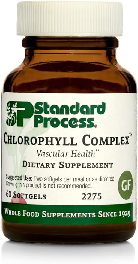 Standard Process Chlorophyll Complex - Immune Support, Antioxidant Activity, Skin Health and Hair Health Support with Vitamin A, Sunflower Lecithin, Buckwheat, Spanish Moss, and More - 60 Softgels