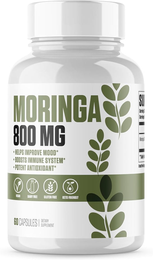 Moringa Oleifera | #1 Moringa Superfood Supplement Pills to Improve Mood, Increase Energy, Boost Immune System + Rich in Antioxidants | for Men & Women (Vegan, Gluten Free) - 60 Capsules