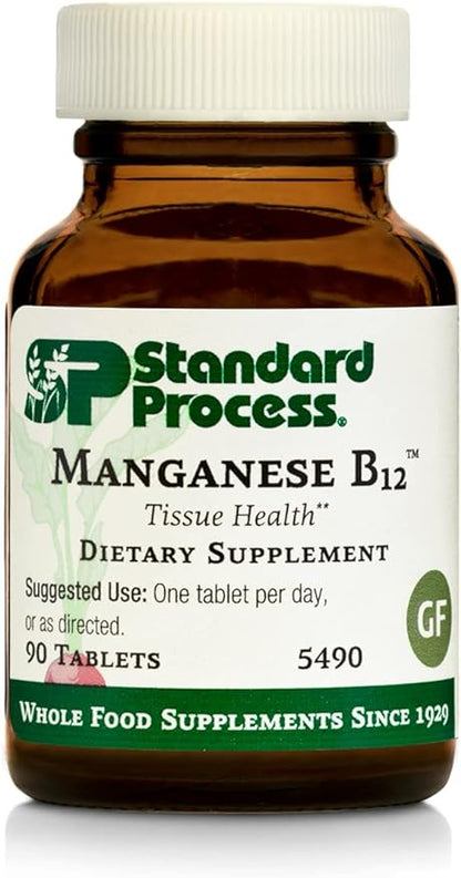 Standard Process Manganese B12 - Whole Food Hemoglobin and Antioxidant with Manganese, Organic Carrot, Maltodextrin, Copper, Organic Sweet Potato, Camu Camu, Vitamin B12-90 Tablets